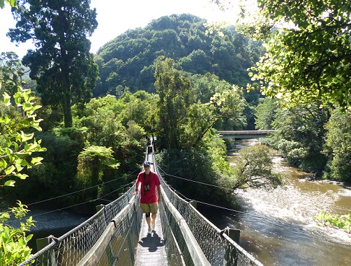 Randall on the suspension bridge over roaring rivers in Rivendell